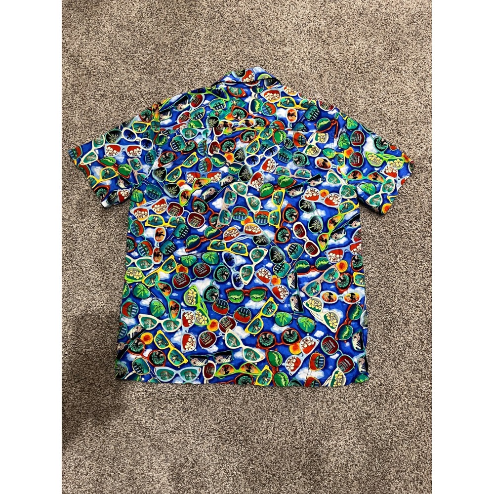 Bayou Wear New Orleans Cultural Clothing Sunglasses Rayon Shirt Mens M Blue - Picture 2 of 6